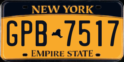 NY license plate GPB7517