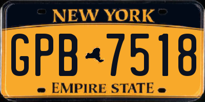 NY license plate GPB7518