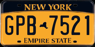 NY license plate GPB7521