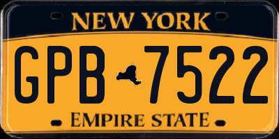 NY license plate GPB7522