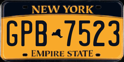NY license plate GPB7523
