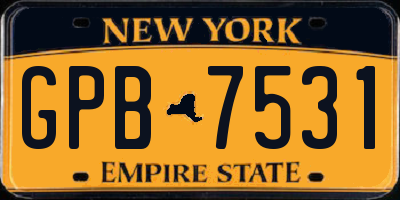 NY license plate GPB7531