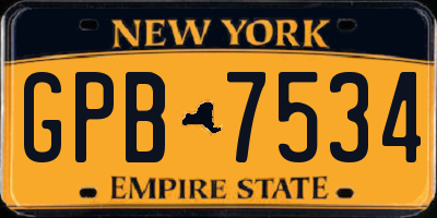 NY license plate GPB7534