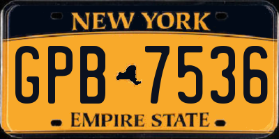 NY license plate GPB7536