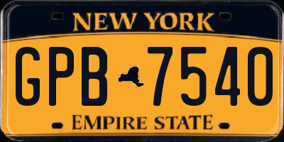 NY license plate GPB7540
