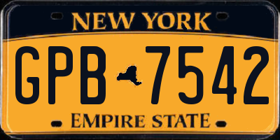 NY license plate GPB7542