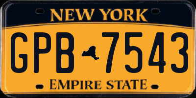 NY license plate GPB7543
