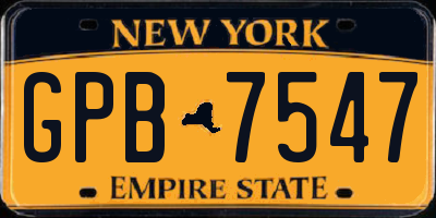 NY license plate GPB7547