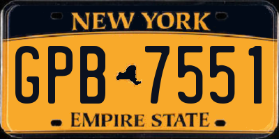 NY license plate GPB7551