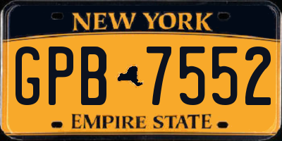 NY license plate GPB7552