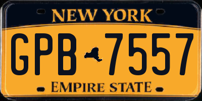 NY license plate GPB7557