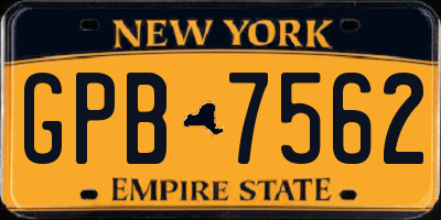 NY license plate GPB7562