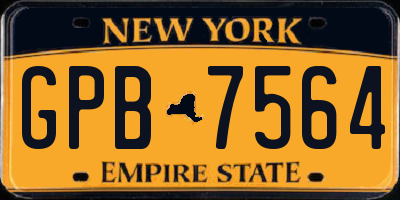 NY license plate GPB7564