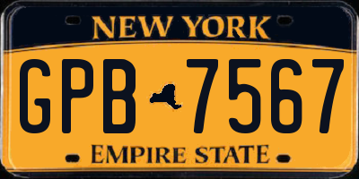 NY license plate GPB7567