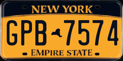 NY license plate GPB7574