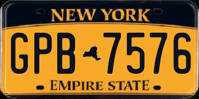 NY license plate GPB7576