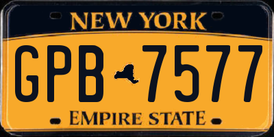 NY license plate GPB7577