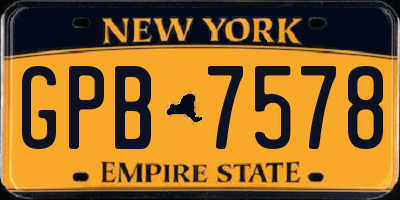 NY license plate GPB7578