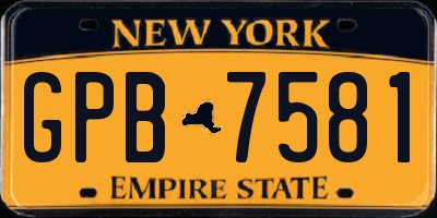 NY license plate GPB7581