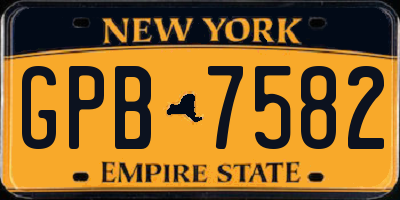 NY license plate GPB7582