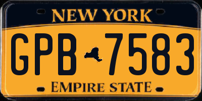 NY license plate GPB7583