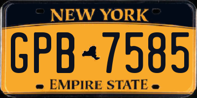 NY license plate GPB7585