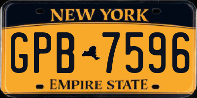 NY license plate GPB7596