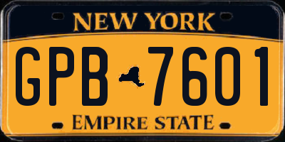 NY license plate GPB7601