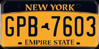 NY license plate GPB7603
