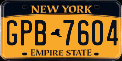 NY license plate GPB7604