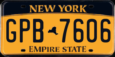 NY license plate GPB7606