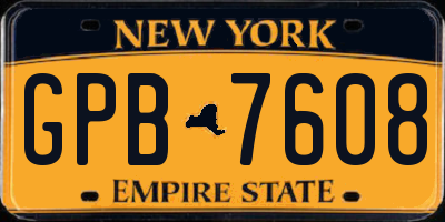 NY license plate GPB7608