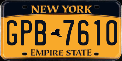 NY license plate GPB7610