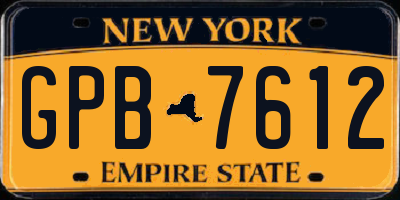 NY license plate GPB7612