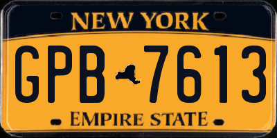 NY license plate GPB7613