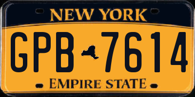 NY license plate GPB7614