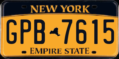 NY license plate GPB7615