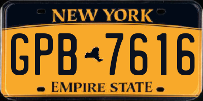 NY license plate GPB7616