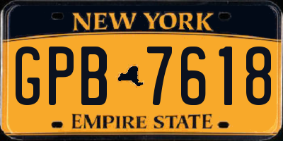 NY license plate GPB7618