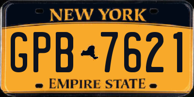 NY license plate GPB7621