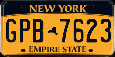 NY license plate GPB7623