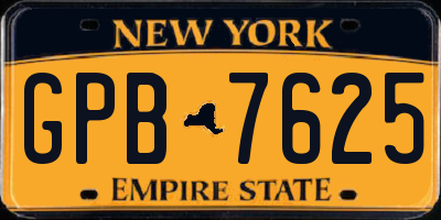 NY license plate GPB7625