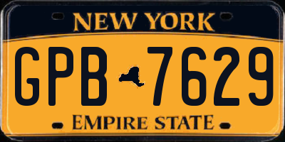 NY license plate GPB7629