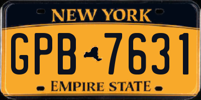 NY license plate GPB7631