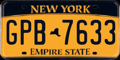 NY license plate GPB7633