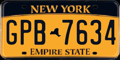 NY license plate GPB7634