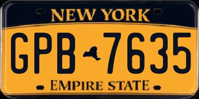 NY license plate GPB7635