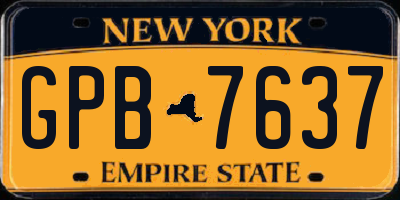 NY license plate GPB7637