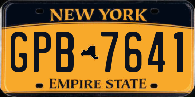 NY license plate GPB7641