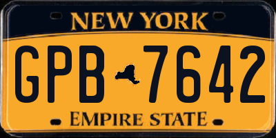 NY license plate GPB7642